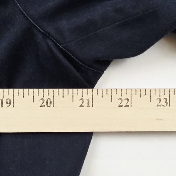 Multiples Jacket Womens Large Navy Ruffle Button Front 3/4 Sleeve Lined Classic - Picture 8 of 9